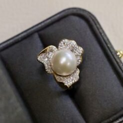 Natural Big Pearl Ring Silver|Unique Charm Pearl ring gold|Statement Pearl ring|June Birthstone Pearl ring|Real Pearl ring women18mm pearl