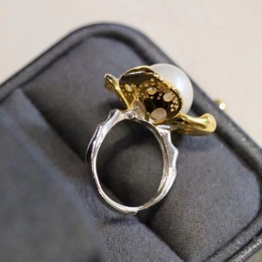 Natural Big Pearl Ring Silver|Unique Charm Pearl ring gold|Statement Pearl ring|June Birthstone Pearl ring|Real Pearl ring women18mm pearl - Image 4