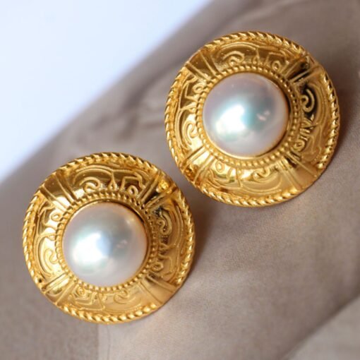 Vintage freshwater pearl stud earrings sterling silver|Real Pearl Studs Earrings|Antique Pearl Earrings|Charm Hand Carved Gemstone Earrings - Image 7