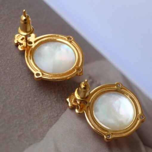 Natural Mabe Pearl Studs Earrings s925 Silver|Mabe Pearl Jewelry|Statement Pearl Studs Earrings|Bridal white Pearl stud|wedding earring - Image 7