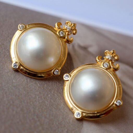 Natural Mabe Pearl Studs Earrings s925 Silver|Mabe Pearl Jewelry|Statement Pearl Studs Earrings|Bridal white Pearl stud|wedding earring - Image 3