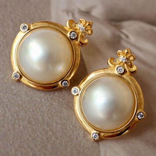 Natural Mabe Pearl Studs Earrings s925 Silver|Mabe Pearl Jewelry|Statement Pearl Studs Earrings|Bridal white Pearl stud|wedding earring - Image 6