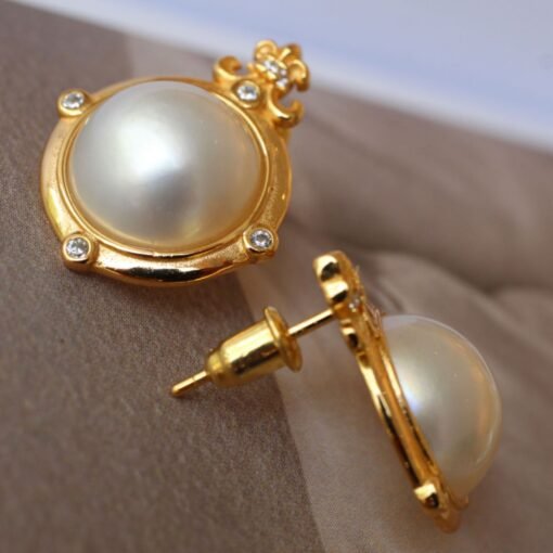 Natural Mabe Pearl Studs Earrings s925 Silver|Mabe Pearl Jewelry|Statement Pearl Studs Earrings|Bridal white Pearl stud|wedding earring - Image 5