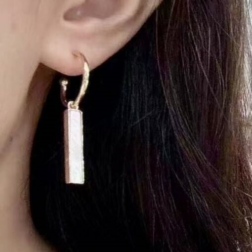 Unique Mother of pearl stick earringNatural mother of pearl drop 925 silverWedding earringsBridal earringwhite gemstone drop earring - Image 4