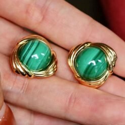 Natural Malachite Studs Earrings silver|Statement Malachite Jewelry|Charm Vintage green Earring|Antique Malachite Earringbridesmaids gift