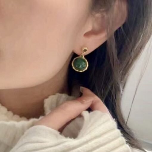 Genuine Malachite Stud Drop Earrings Sterling Silver|Malachite Jewelry|Statement Green Malachite Earring|Vintage Malachite Earrings For Her - Image 8