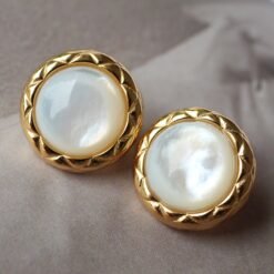 Unique Bezel Set Mother of pearl earringwedding jewelry stud silverArt deco white gemstone studHand Carved Earring for herBridal earring