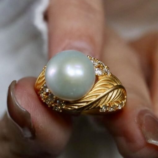 Natural Pearl Ring Silver|Antique Vintage Pearl ring gold|Dome Pearl ring|June Birthstone Pearl ring|10mm PearlUnique pearl ring women - Image 5