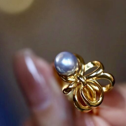 Unique Natural Pearl Ring Silver|Antique Vintage Pearl ring gold|Statement Pearl ring|June Birthstone Pearl ring|6mm Pearlpearl ring women - Image 3