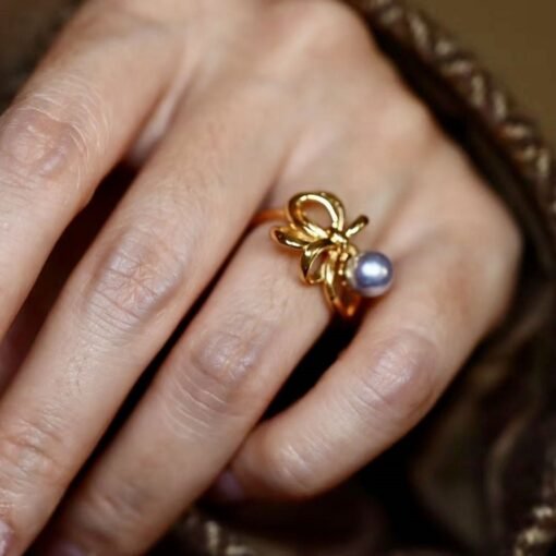 Unique Natural Pearl Ring Silver|Antique Vintage Pearl ring gold|Statement Pearl ring|June Birthstone Pearl ring|6mm Pearlpearl ring women - Image 8