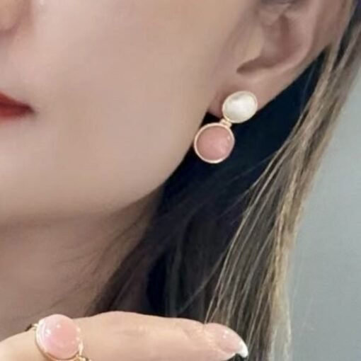 Genuine Pink Queen Conch Shell drop earring s925 silver|Statement Pink Gemstone Jewelry|Unique Earring For Her|Bezel set drop Earring women - Image 6