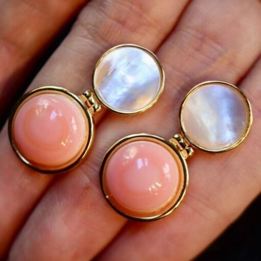 Genuine Pink Queen Conch Shell drop earring s925 silver|Statement Pink Gemstone Jewelry|Unique Earring For Her|Bezel set drop Earring women - Image 7