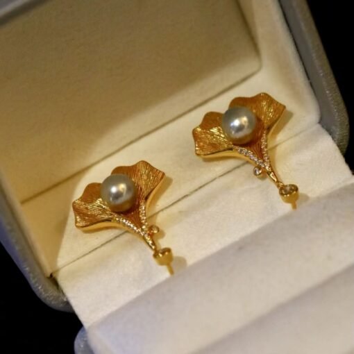 Natural Seawater Pearl Studs Earrings Gold Plated s925 Silver|Floral Pearl Stud|Petal Pearl Studs Earrings|6mm pearlUnique pearl stud women - Image 4
