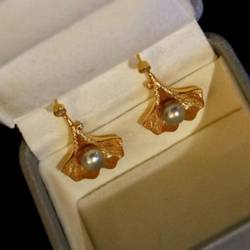 Natural Seawater Pearl Studs Earrings Gold Plated s925 Silver|Floral Pearl Stud|Petal Pearl Studs Earrings|6mm pearlUnique pearl stud women - Image 7