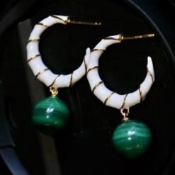 Natural Malachite Studs Earrings With Silver|Malachite Jewelry|Dainty Green Studs Earrings|Real Malachite Earrings|Perfect Anniversary Gift