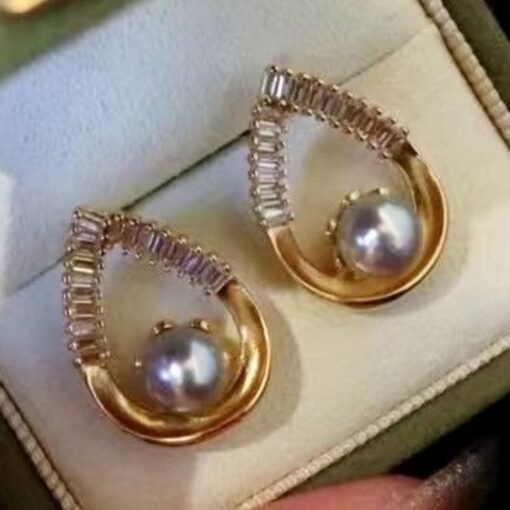 Unique Pearl Drop Earrings With White Fritillaria|Real Pearl Studs Earrings|Dainty Pearl Earrings|Charm Hand Carved Gemstone Earrings - Image 5