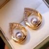 Unique Pearl Drop Earrings With White Fritillaria|Real Pearl Studs Earrings|Dainty Pearl Earrings|Charm Hand Carved Gemstone Earrings
