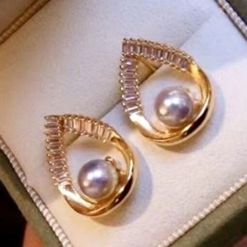 Unique Pearl Drop Earrings With White Fritillaria|Real Pearl Studs Earrings|Dainty Pearl Earrings|Charm Hand Carved Gemstone Earrings