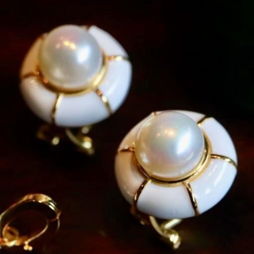 Unique Real Pearl Drop Earrings Set|Vintage Pearl Pendant Set|Art Deco Pearl Earrings|Charm Hand Carved Gemstone Earring|June birthstone set - Image 3