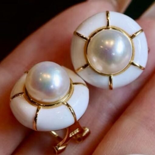 Unique Real Pearl Drop Earrings Set|Vintage Pearl Pendant Set|Art Deco Pearl Earrings|Charm Hand Carved Gemstone Earring|June birthstone set - Image 2