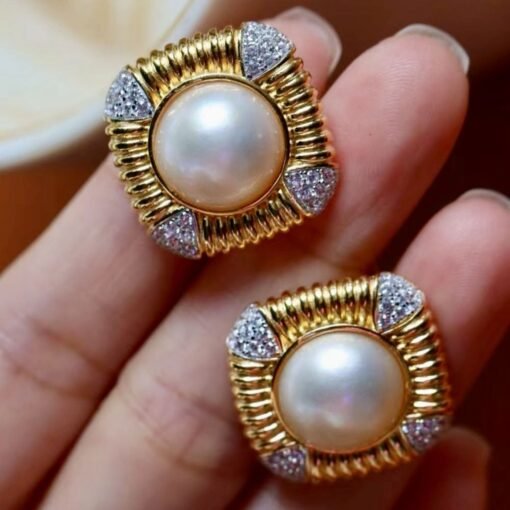 Natural Mabe Pearl Earrings s925 Silver|Vintage Mabe Pearl Earring|Statement Pearl Earrings|Antique Mabe Pearl stud|Perfect Anniversary Gift - Image 5