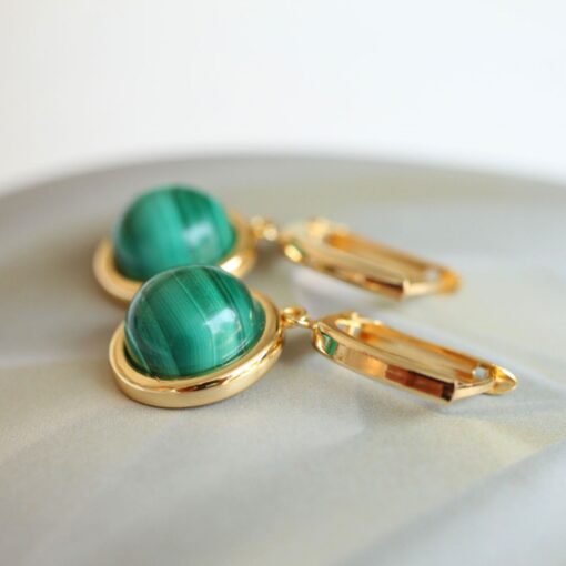 Natural Green Malachite Drop Earrings/Dainty Malachite Hoop Earring|Malachite Dangle Earring|Malachite Jewelry|Perfect Anniversary Gift - Image 6