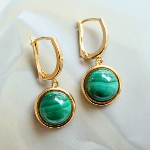 Natural Green Malachite Drop Earrings/Dainty Malachite Hoop Earring|Malachite Dangle Earring|Malachite Jewelry|Perfect Anniversary Gift - Image 2