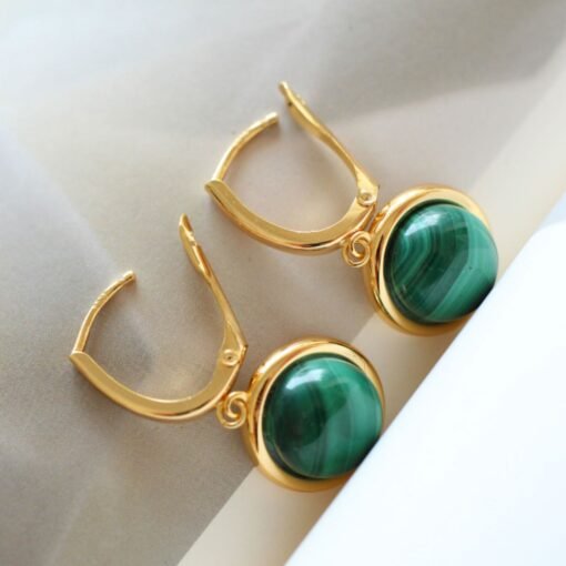 Natural Green Malachite Drop Earrings/Dainty Malachite Hoop Earring|Malachite Dangle Earring|Malachite Jewelry|Perfect Anniversary Gift - Image 5