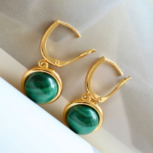 Natural Green Malachite Drop Earrings/Dainty Malachite Hoop Earring|Malachite Dangle Earring|Malachite Jewelry|Perfect Anniversary Gift - Image 7