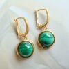 Natural Green Malachite Drop Earrings/Dainty Malachite Hoop Earring|Malachite Dangle Earring|Malachite Jewelry|Perfect Anniversary Gift