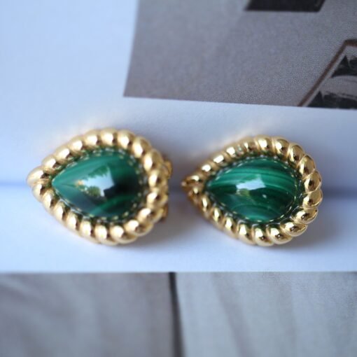 Natural Green Malachite Stud Earrings/Dainty Malachite Stud Earring|Vintage Malachite Earring|Malachite Jewelry|Perfect Anniversary Gift - Image 2