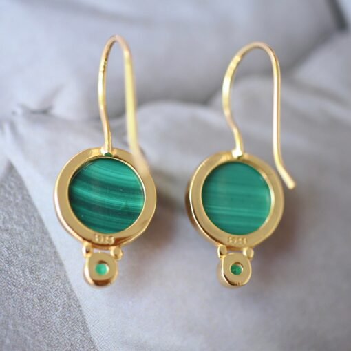 Natural Malachite Dangle Drop Earrings Sterling Silver|Malachite Jewelry|Statement Green Malachite Dangle Earring|Vintage Malachite Earrings - Image 7