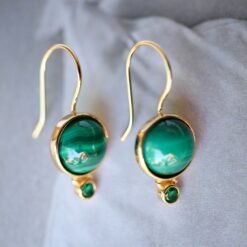 Natural Malachite Dangle Drop Earrings Sterling Silver|Malachite Jewelry|Statement Green Malachite Dangle Earring|Vintage Malachite Earrings
