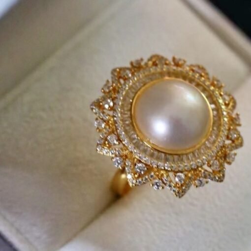 Genuine Mabe Pearl Ring s925 Silver|intage Antique Mabe Pearl Jewelry|Statement Seashell pearl ring|Handmade Cluster Mabe Pearl ring women - Image 5
