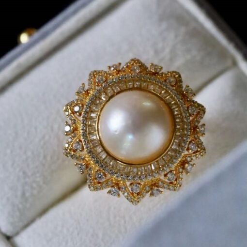 Genuine Mabe Pearl Ring s925 Silver|intage Antique Mabe Pearl Jewelry|Statement Seashell pearl ring|Handmade Cluster Mabe Pearl ring women - Image 8