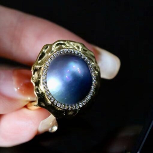 Genuine Mabe Pearl Ring s925 Silver women|Minimalist Simple Mabe Pearl Jewelry|Statement Vintage pearl ring|Handmade Bezel Mabe Pearl ring - Image 6