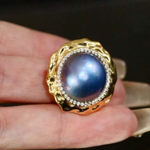 Genuine Mabe Pearl Ring s925 Silver women|Minimalist Simple Mabe Pearl Jewelry|Statement Vintage pearl ring|Handmade Bezel Mabe Pearl ring - Image 7