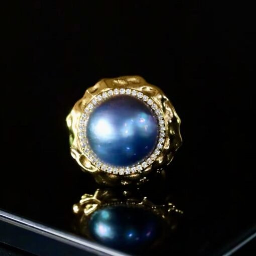 Genuine Mabe Pearl Ring s925 Silver women|Minimalist Simple Mabe Pearl Jewelry|Statement Vintage pearl ring|Handmade Bezel Mabe Pearl ring - Image 3
