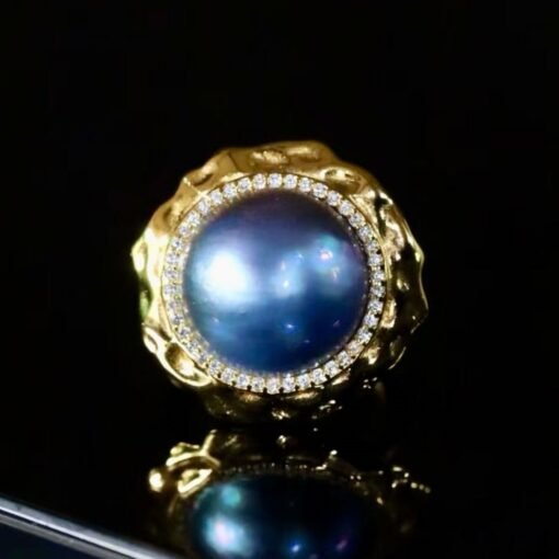 Genuine Mabe Pearl Ring s925 Silver women|Minimalist Simple Mabe Pearl Jewelry|Statement Vintage pearl ring|Handmade Bezel Mabe Pearl ring - Image 8