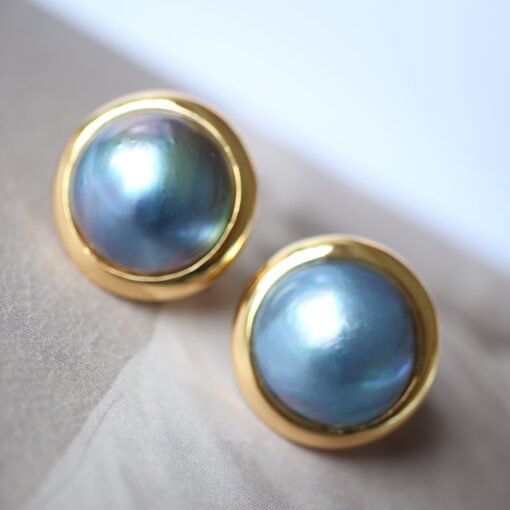 Natural Mabe Pearl Studs Earrings With s925 Silver|Mabe Pearl Jewelry|Minimalist Mabe Pearl Studs|Bezel Pearl Studs|Perfect Mothers day Gift - Image 6