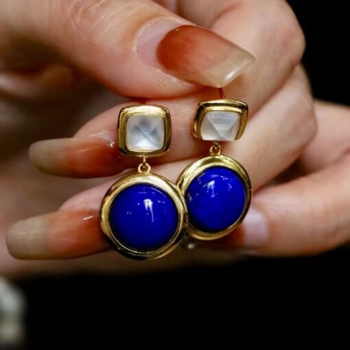 Natural Lapis Lazuli Drop Earring silver|Minimalist bezel lapis lazuli earringUnique lapis lazuli drop womenVintage Lapis Lazuli earrings - Image 3