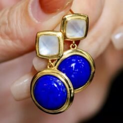 Natural Lapis Lazuli Drop Earring silver|Minimalist bezel lapis lazuli earringUnique lapis lazuli drop womenVintage Lapis Lazuli earrings