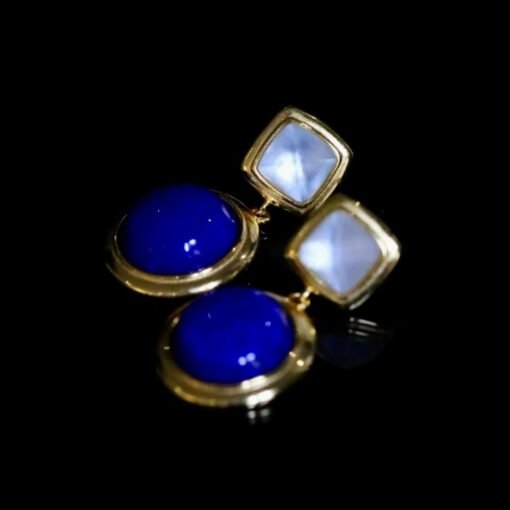 Natural Lapis Lazuli Drop Earring silver|Minimalist bezel lapis lazuli earringUnique lapis lazuli drop womenVintage Lapis Lazuli earrings - Image 8