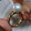 Natural Pearl Ring Silver|Antique Vintage Pearl ring gold|Statement Pearl ring|June Birthstone Pearl ring|12mm PearlUnique pearl ring women