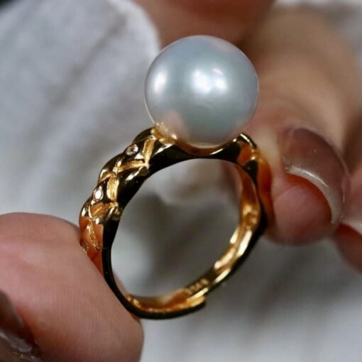 Natural Pearl Ring Silver|Antique Vintage Pearl ring gold|Statement Pearl ring|June Birthstone Pearl ring|12mm PearlUnique pearl ring women