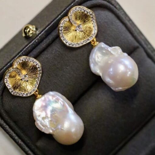Natural Baroque Pearl Drop Earrings silver|Statement Modern Pearl Drop Gold|Vintage Handmade Pearl Earring Women|Unique June Birthstone Gift - Image 6