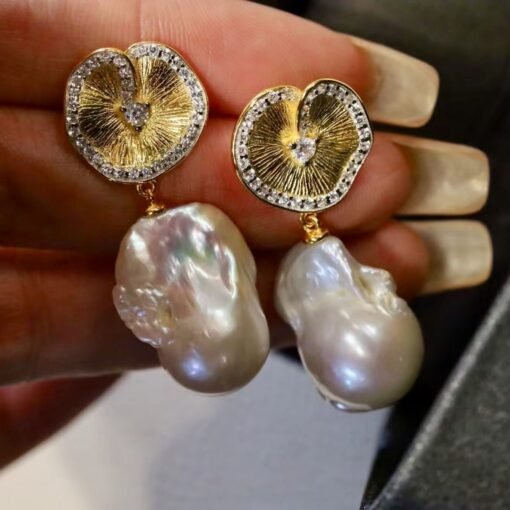 Natural Baroque Pearl Drop Earrings silver|Statement Modern Pearl Drop Gold|Vintage Handmade Pearl Earring Women|Unique June Birthstone Gift - Image 7