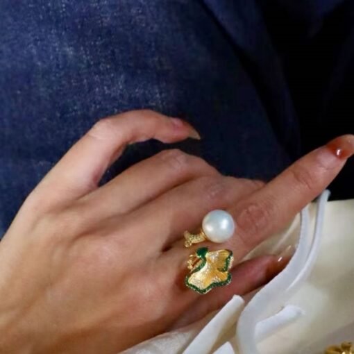 Natural Pearl Ring Silver|Unique bypass Pearl ring women|Art Deco Pearl ring|June Birthstone Pearl ring|Round Real Pearl ring10mm pearl - Image 8