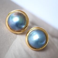 Natural Mabe Pearl Studs Earrings With s925 Silver|Mabe Pearl Jewelry|Minimalist Mabe Pearl Studs|Bezel Pearl Studs|Perfect Mothers day Gift