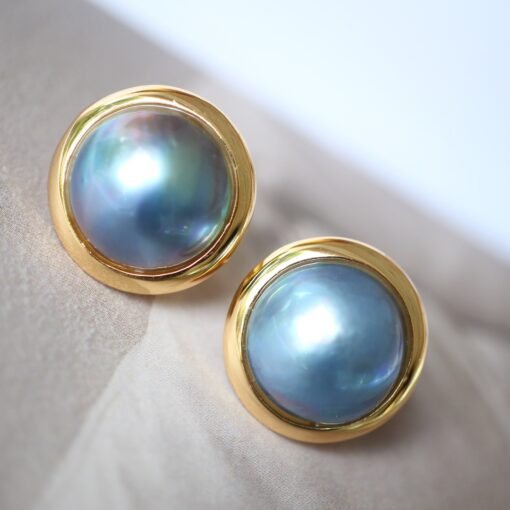 Natural Mabe Pearl Studs Earrings With s925 Silver|Mabe Pearl Jewelry|Minimalist Mabe Pearl Studs|Bezel Pearl Studs|Perfect Mothers day Gift